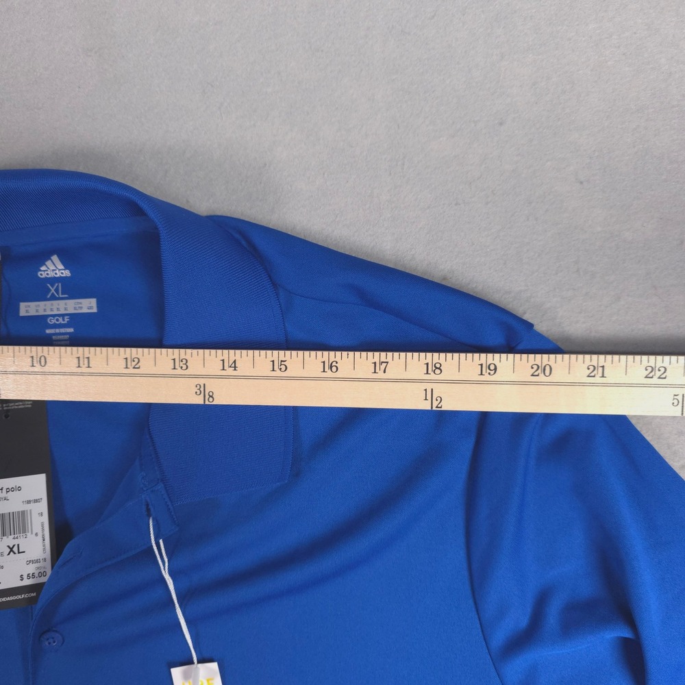 Adidas Golf Polo Shirt Men's XL Blue Performance UPF 50 Anchor Industries Logo - Picture 7 of 11